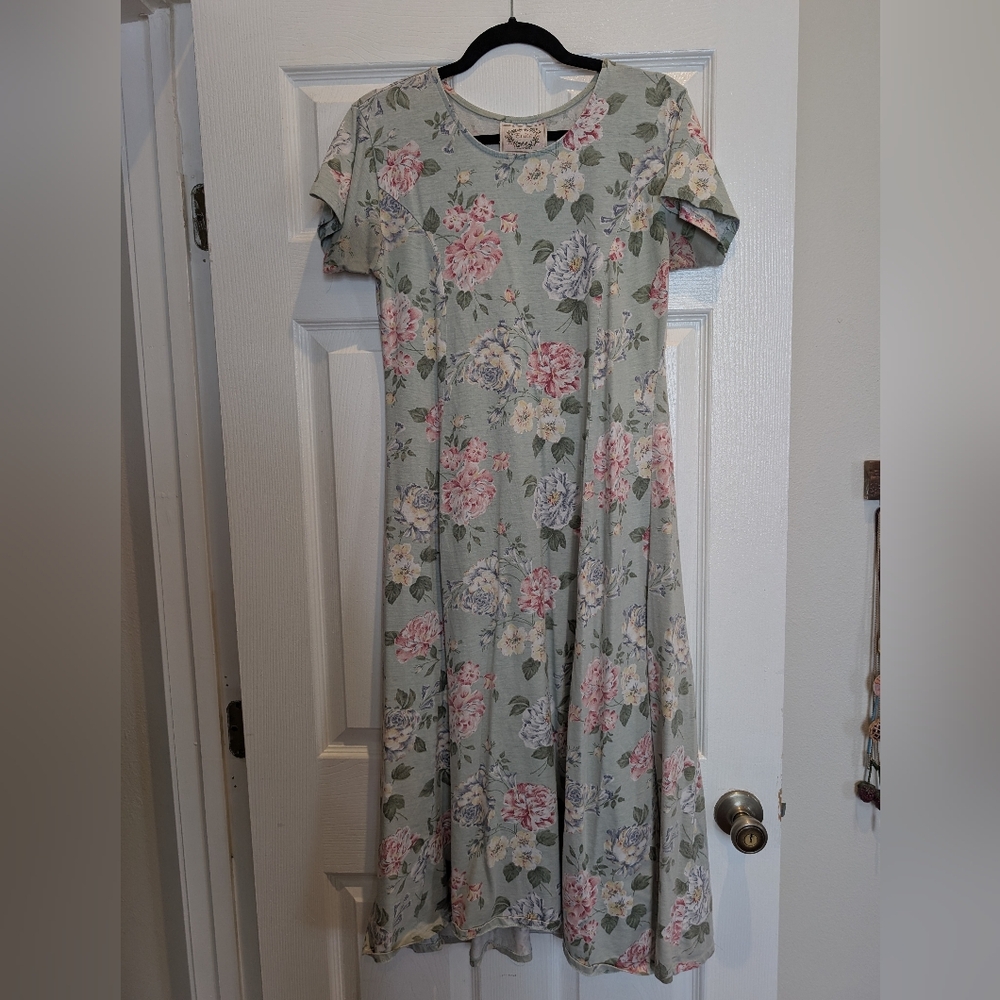 Vintage Handmade Floral Pastel Dress With Strap In Back